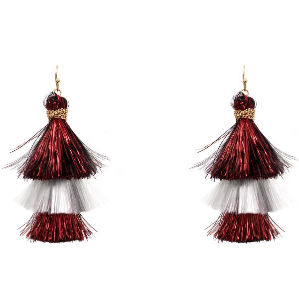 METALLIC THREAD TASSEL DANGLE EARRING