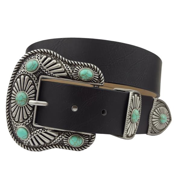 WESTERN-INSPIRED BUCKLE LOOP TIP BELT WITH STONES