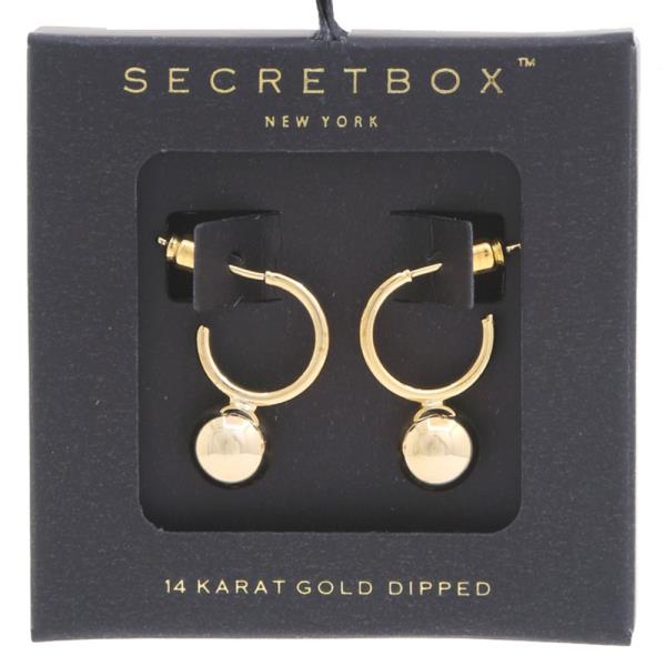 14K GOLD DIPPED BALL BEAD OPEN HOOP EARRING