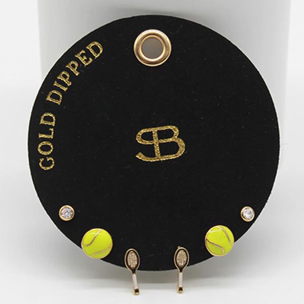 TENNIS ASSORTED GOLD DIPPED EARRING SET