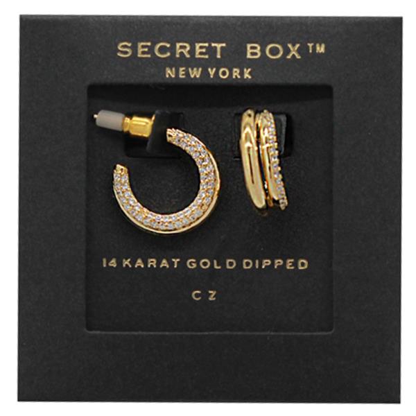 14K GOLD DIPPED PAVED TUBE HOOP