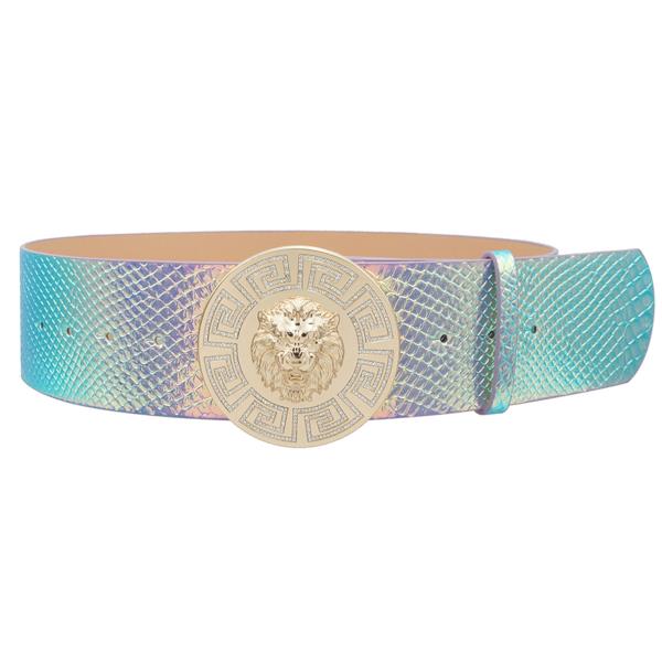 LION GRECA BUCKLE HIGH SHINE CROC BUCKLE BELT