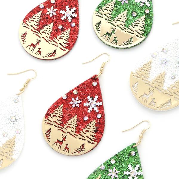 CHRISTMAS TEARDROP GLITTER DANGLE EARRING