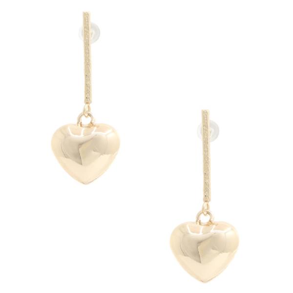 PUFFY HEART DANGLE EARRING