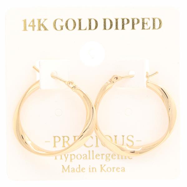 14K GOLD DIPPED TWIST HOOP EARRING