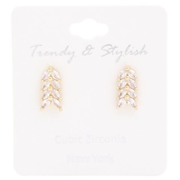 LEAF PATTERN CRYSTAL EARRING