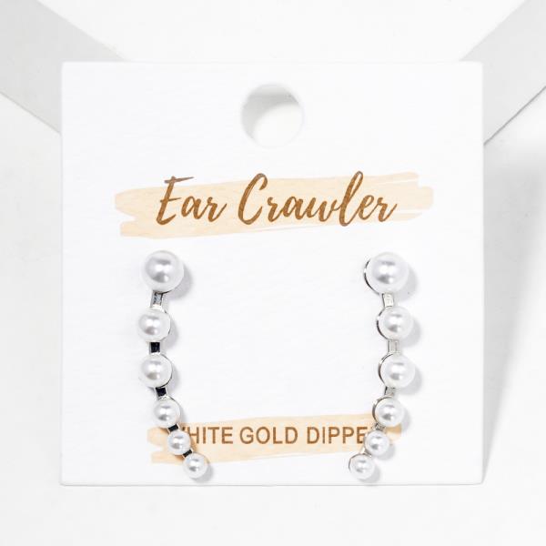 GOLD DIPPED PEARL BEAD EAR CRAWLER EARRING