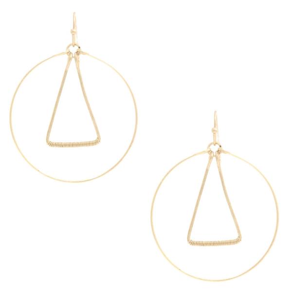 TRIANGLE METAL HOOP DANGLE EARRING