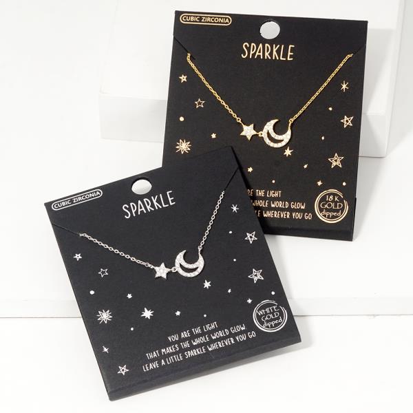 18K GOLD RHODIUM DIPPED SPARKLE NECKLACE