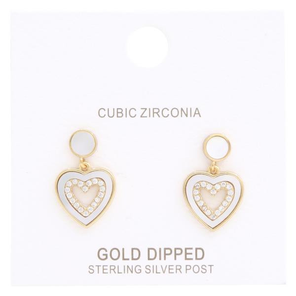 CZ GOLD DIPPED HEART POST EARRING