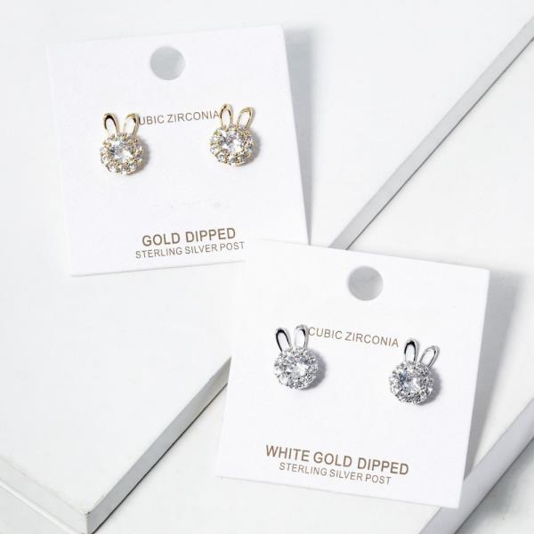 CZ GOLD DIPPED BUNNY POST EARRING