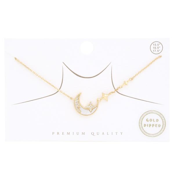 PREMIUM QUALITY GOLD DIPPED MOON STAR CHARM NECKLACE