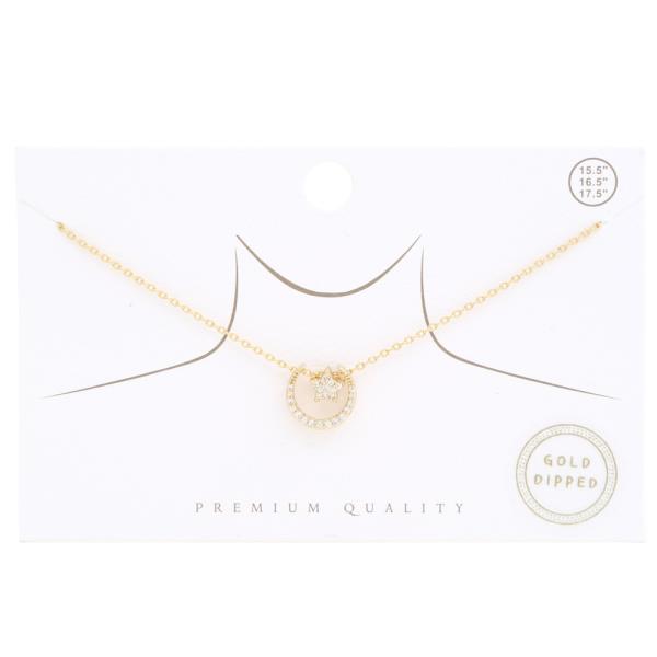 PREMIUM QUALITY GOLD DIPPED CRESCENT MOON STAR CHARM NECKLACE