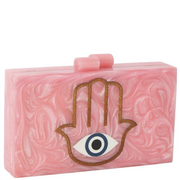 FASHION SQUARE HAMSA THEME MARBLE ACRYLIC CLUTCH HANDBAG