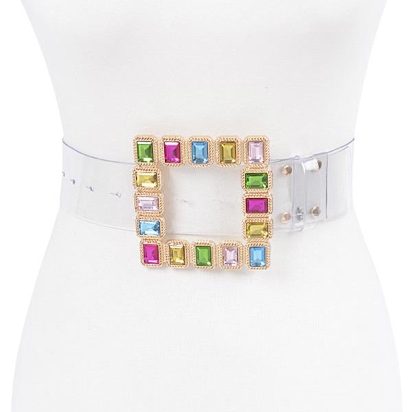 STONE BUCKLE FAUX LEATHER BELT