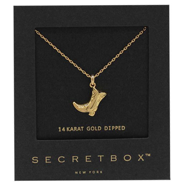 SECRET BOX 14K GOLD DIPPED BOOTS PENDANT NECKLACE