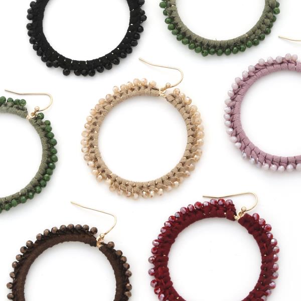 ROUND BEADED EDGE DANGLE EARRING
