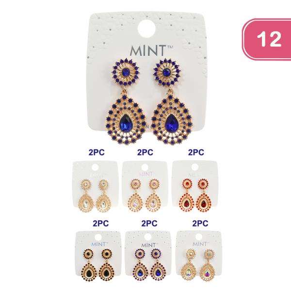 FASHION RHINESTONE DANGLE EARRING (12 UNITS)