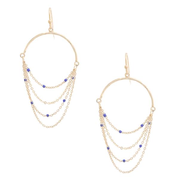 BEAD CHAIN METAL DANGLE EARRING