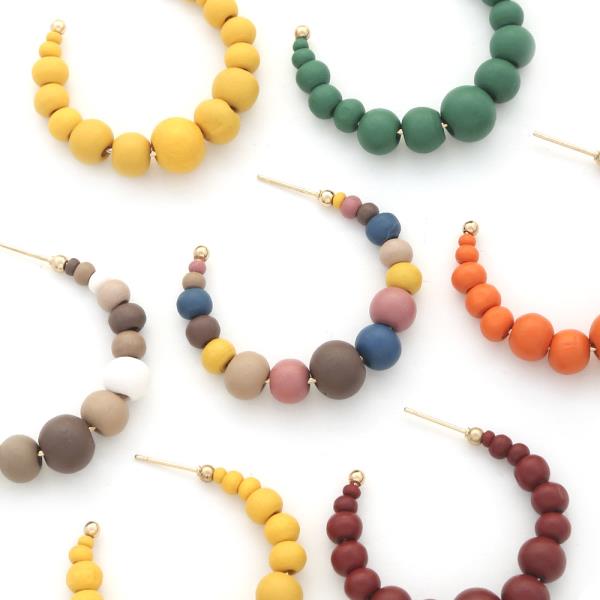 WOOD BEAD HOOP EARRING