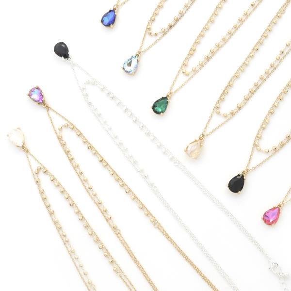 TEARDROP BEADED LAYERED NECKLACE