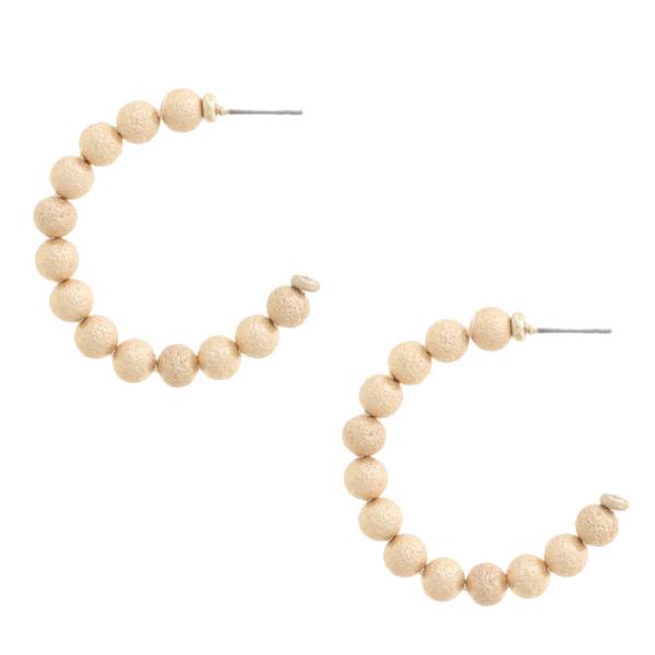 TEXTURED BEAD OPEN HOOP EARRING