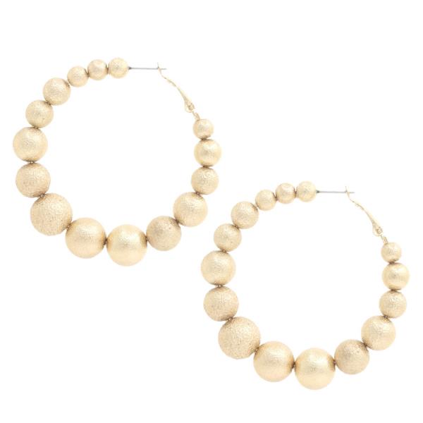 TEXTURED BALL BEAD HOOP EARRING