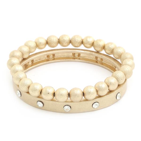 BALL BEAD RHINESTONE BRACELET SET