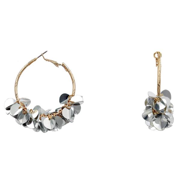 METALLIC SEQUIN HOOP EARRING