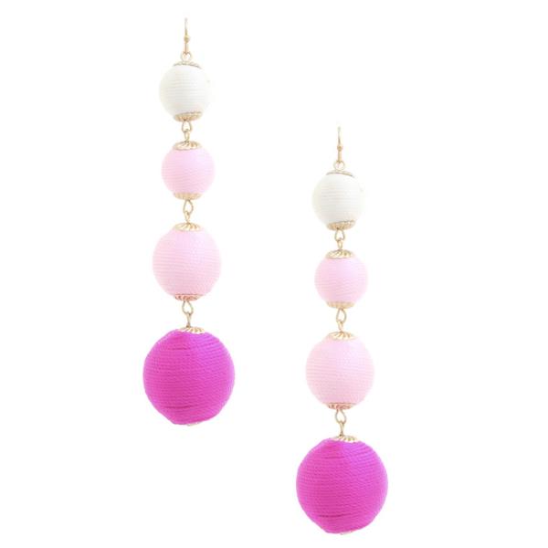 THREAD WRAPPED BALL BEAD DANGLE EARRING