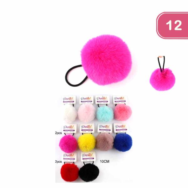 FASHION POMPOM HAIR TIE (12UNITS)