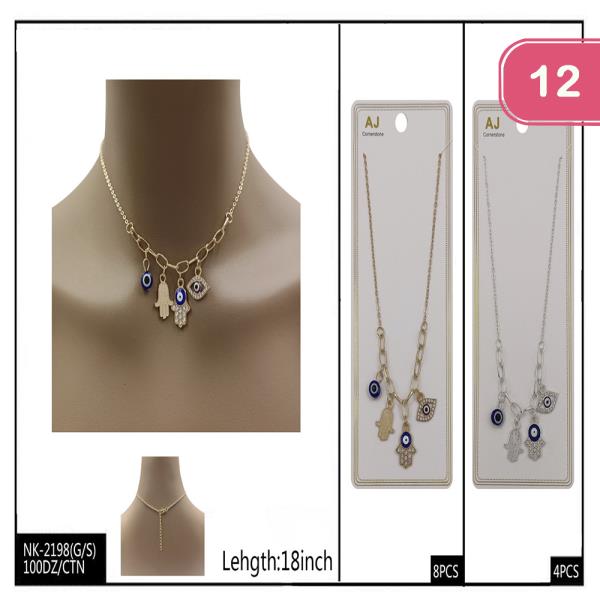 FASHION EVIL EYE CHARM NECKLACE(12UNITS)