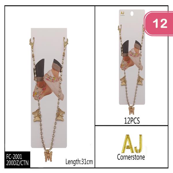 FASHION BUTTERFLY RHINESTONE SHOE CHAIN (12UNITS)