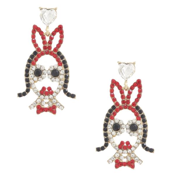 GIRL RHINESTONE HEART DANGLE EARRING
