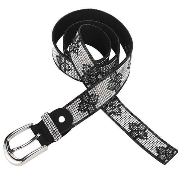 RHINESTONE FLOWER BUCKLE BELT