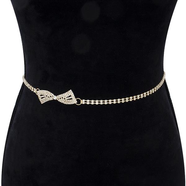 RHINESTONE CRYSTAL BOW SHAPE HOOK BELT