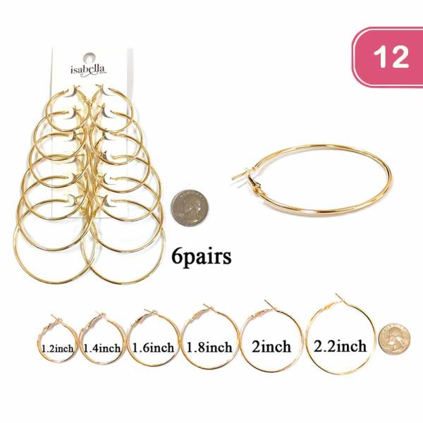 FASHION SIX PAIR HOOP EARRING(12UNITS)