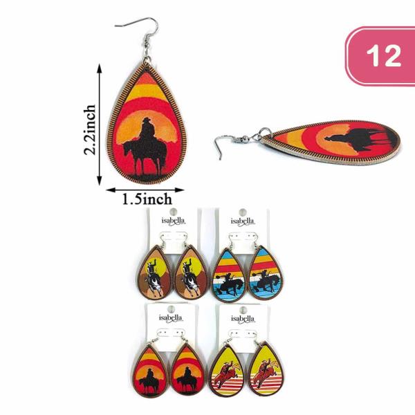 FASHION SUNSET COWBOY TEARDROP EARRING(12UNITS)