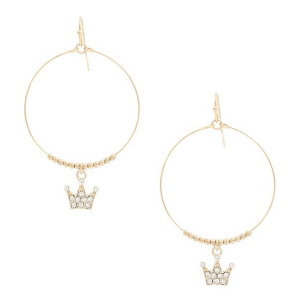 CROWN CHARM BEADED HOOP EARRING