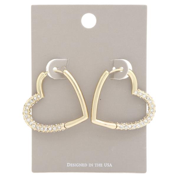 HEART RHNESTONE HOOP EARRING