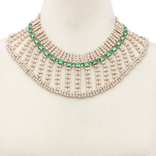 RHINESTONE BIB NECKLACE