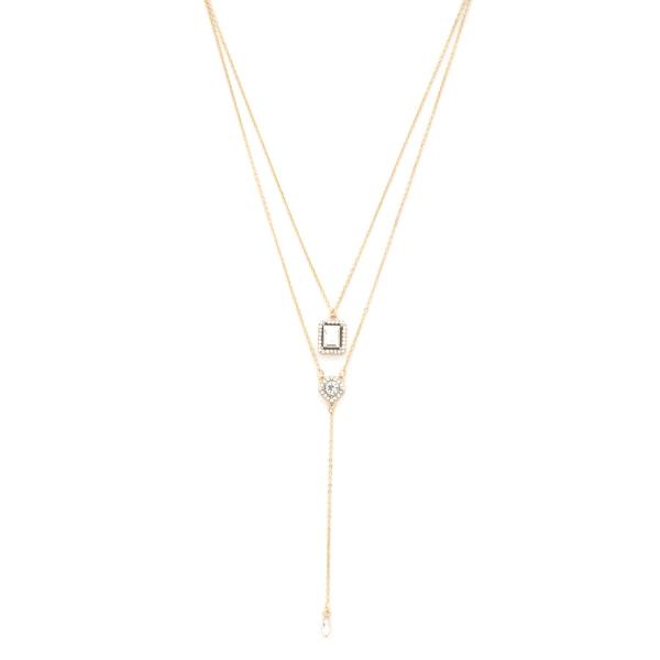 SODAJO CRYSTAL Y SHAPE NECKLACE