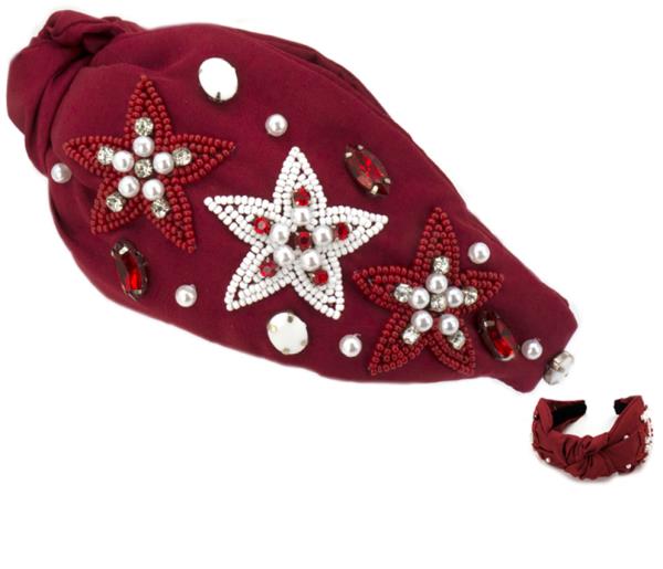 SEED BEAD STARS HEADBAND WITH PEARLS