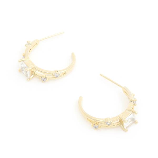 SODAJO CZ METAL OPEN HOOP EARRING