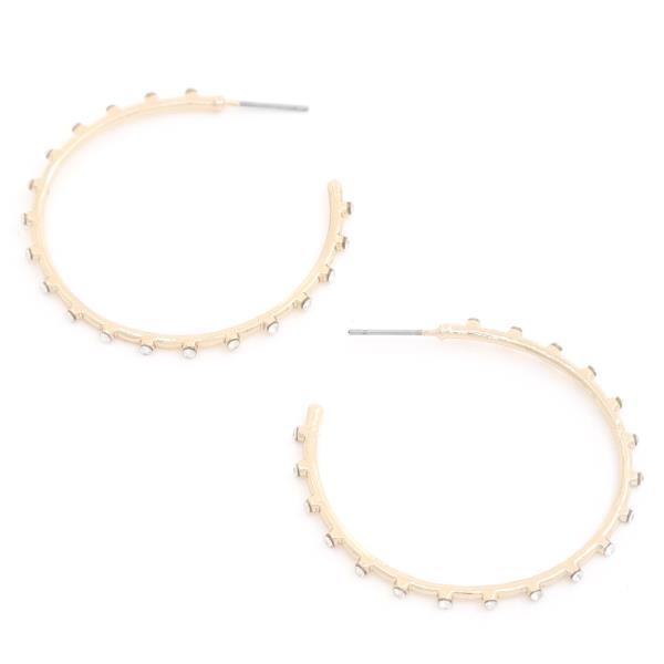 RHINESTONE EDGE OPEN HOOP EARRING