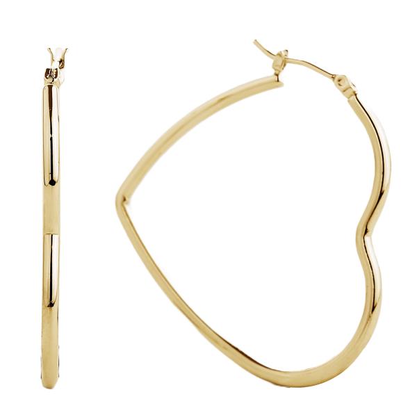 14K GOLD/WHITE GOLD DIPPED HEART SHAPE PIN CATCH EARRING