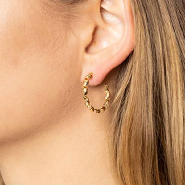 14K GOLD/WHITE GOLD DIPPED POST HOOP EARRING