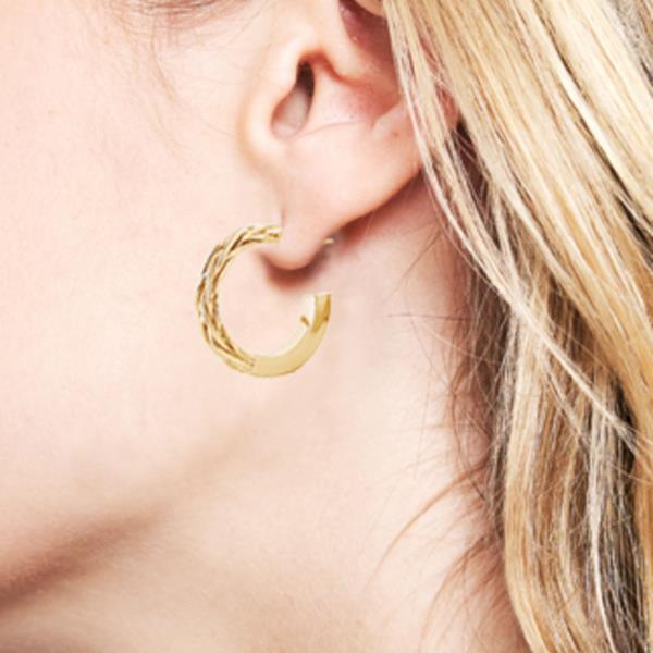 14K GOLD/WHITE GOLD DIPPED POST HOOP EARRING