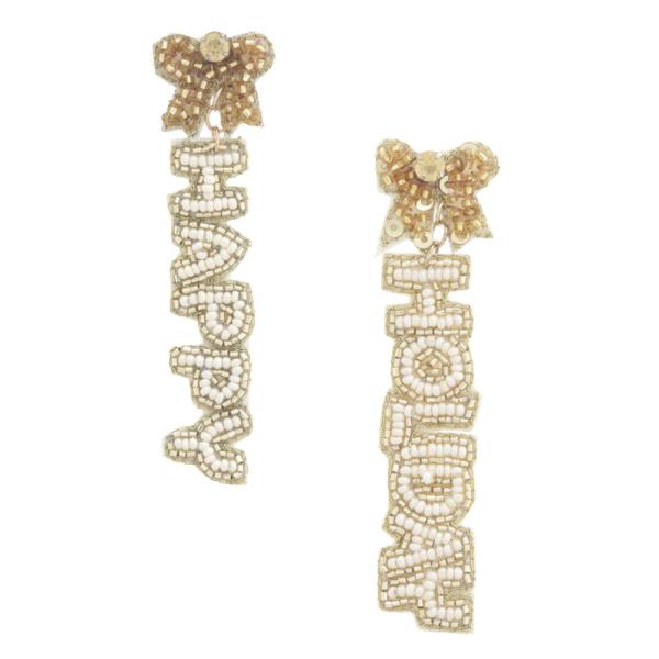 HAPPY HOLIDAY SEED BEAD EARRING