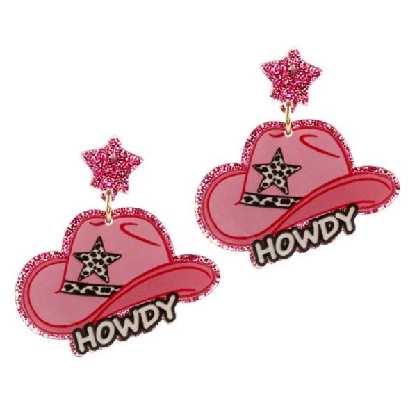 ACRYLIC TEXAS HATS POST EARRINGS